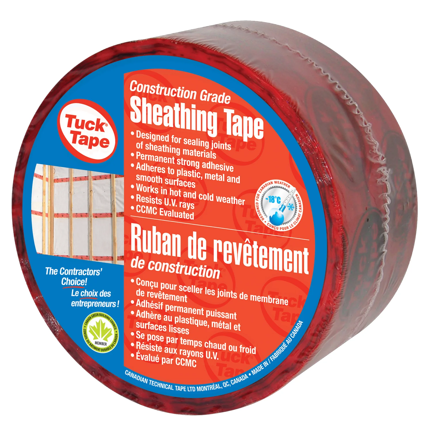 205-02 Tuck Tape Red Sheathing Tape 60mm x 55m - Image 1